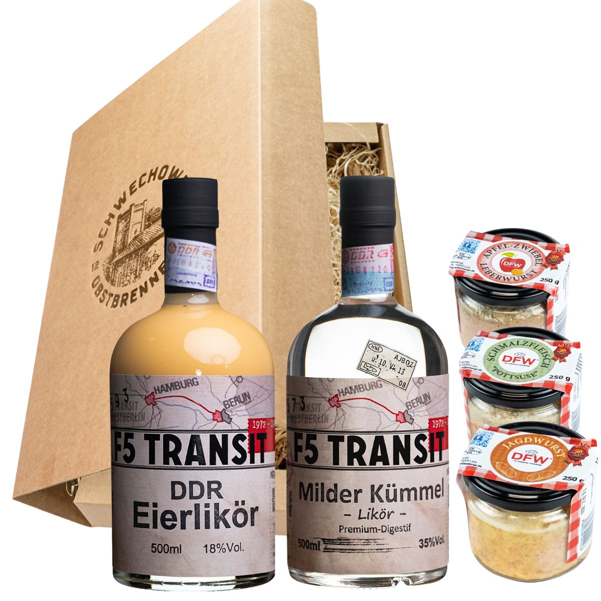 Schnapsgeschenk Nr. 15233 | Eierlikör + Kümmel + Wurst