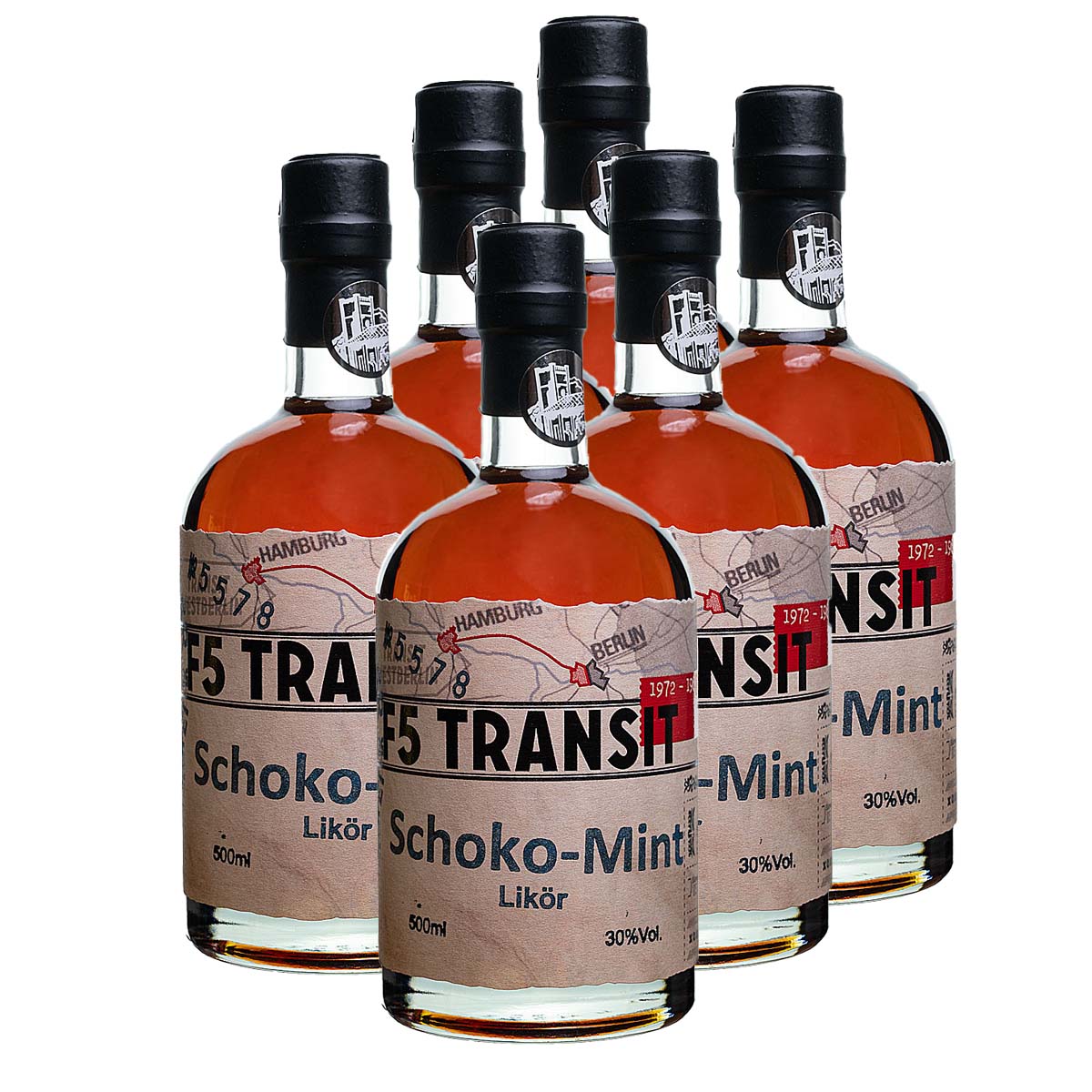 Schoko-Minze Likör 6x0.5l (30%Vol) No. 5578 - RATION Schoko-Minze Likör 6x0.5l (30%Vol) No. 5578 - RATION
