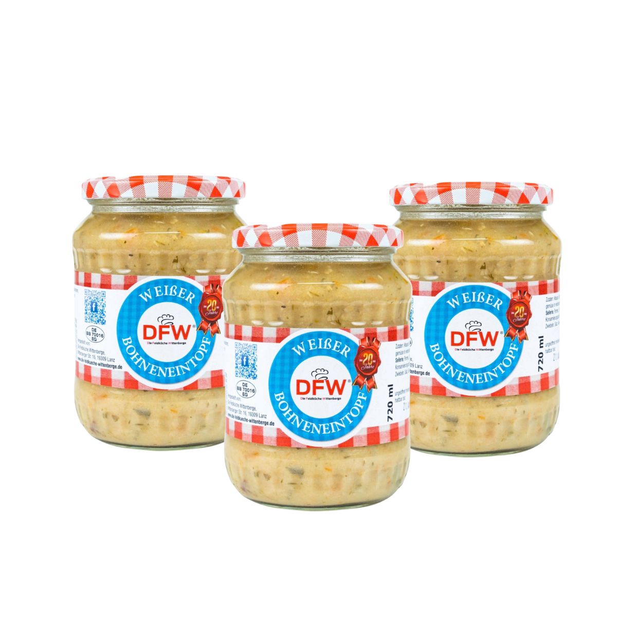 Weißer Bohneneintopf 3x720g (Glas), DFW - RATION