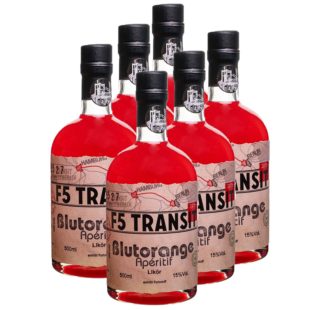 Blutorange Aperitif Likör 6x0.5l (15%Vol) No. 5527 - RATION