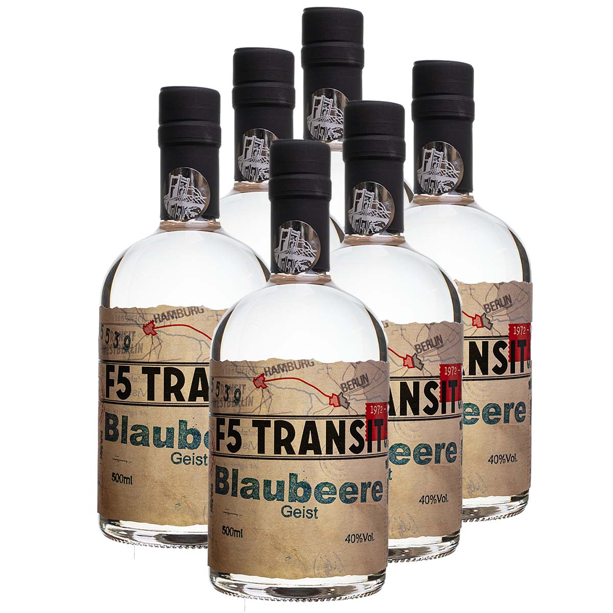 Blaubeere Geist 6x0.5l (40%Vol) No. 5339 - RATION Blaubeere Geist 6x0.5l (40%Vol) No. 5339 - RATION