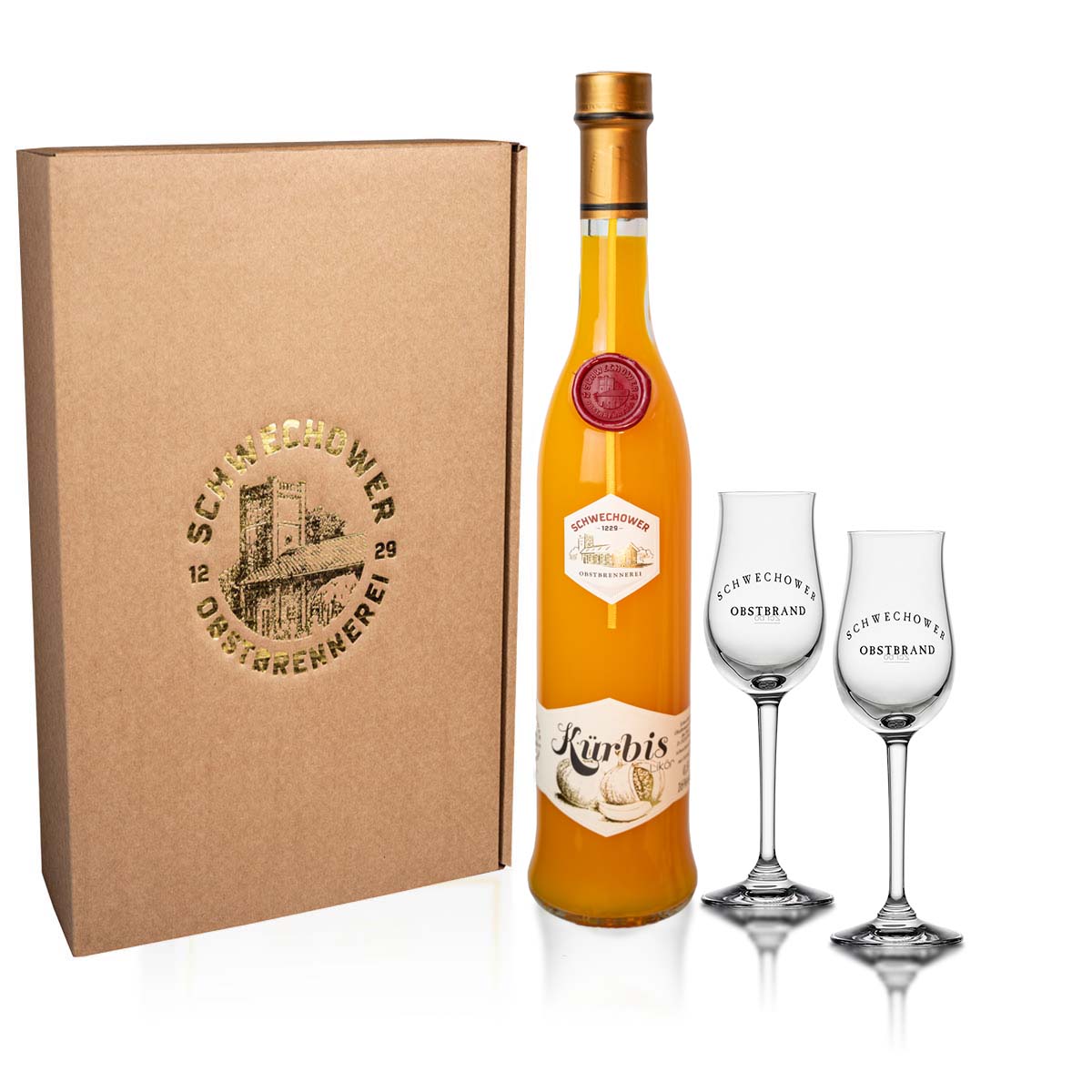 Kurislikor-0-5l-2er-Bouqet3PVIKNpI5GyyN Likör Kürbis 0,5l + 2 Bouquetgläser Geschenkkarton (16%Vol.) - Geschenkset, Präsent