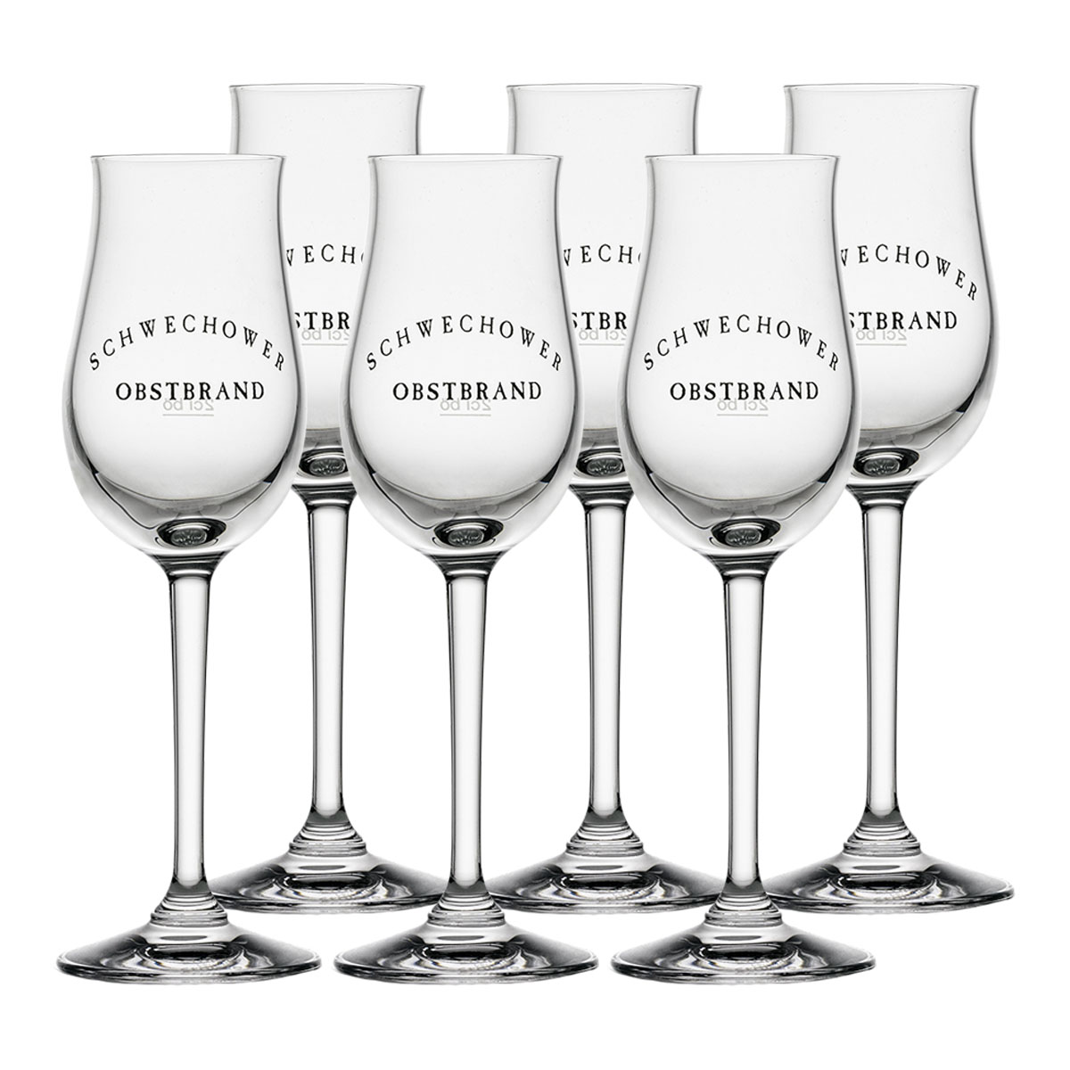 Bouquetglas mit Schwechower Logo, 6 Stück, 2cl Bouquetglas mit Schwechower Logo, 6 Stück, 2cl