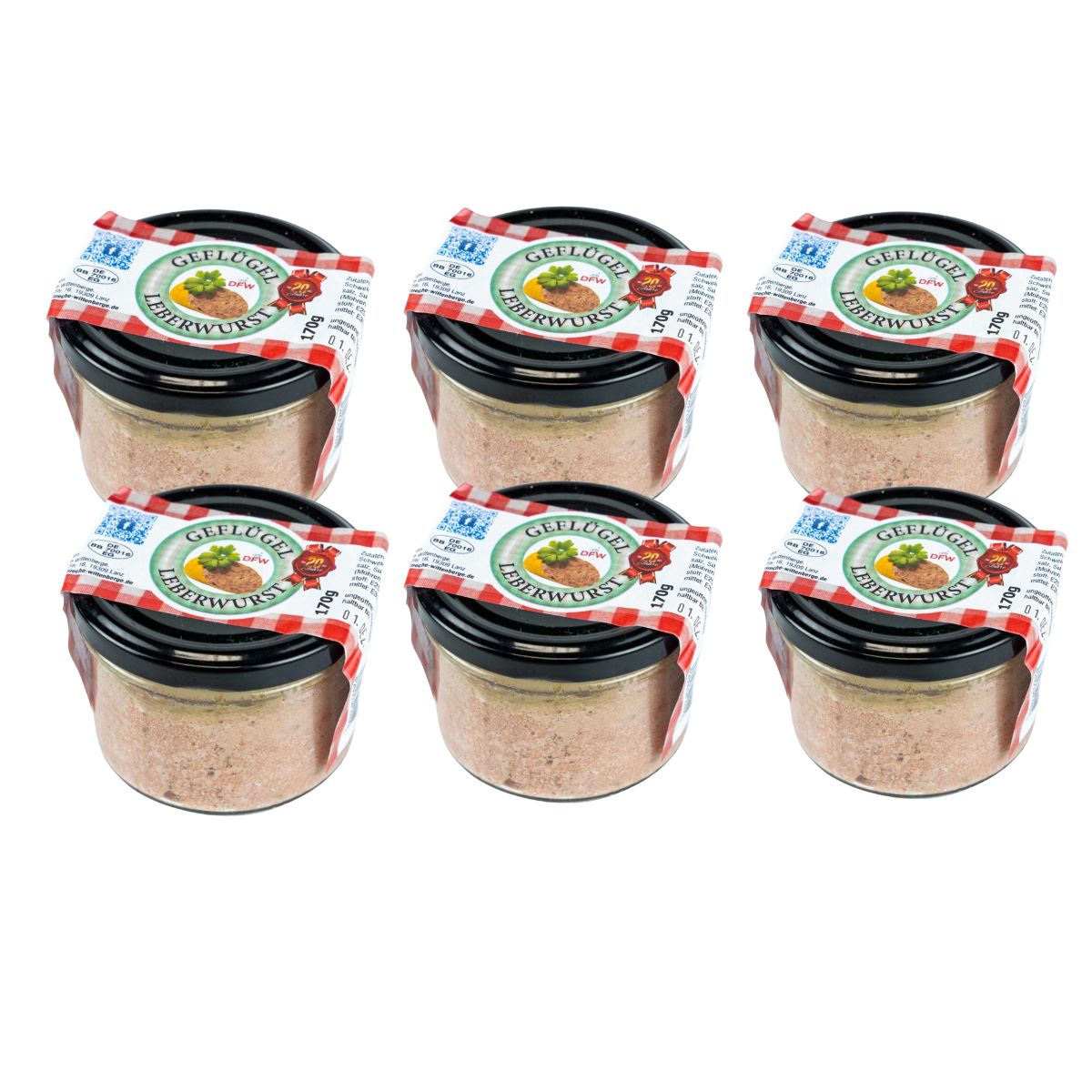 6 x Geflügel Leberwurst 170g | 6 Gläser | DFW 15281