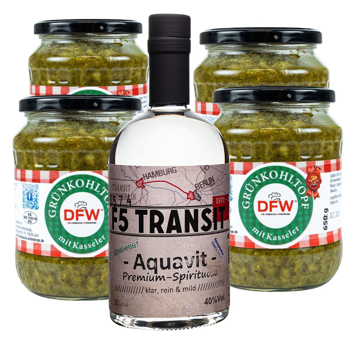 TransitPaket Aquavit + DFW Grünkohltopf mit Kasseler (TP011)