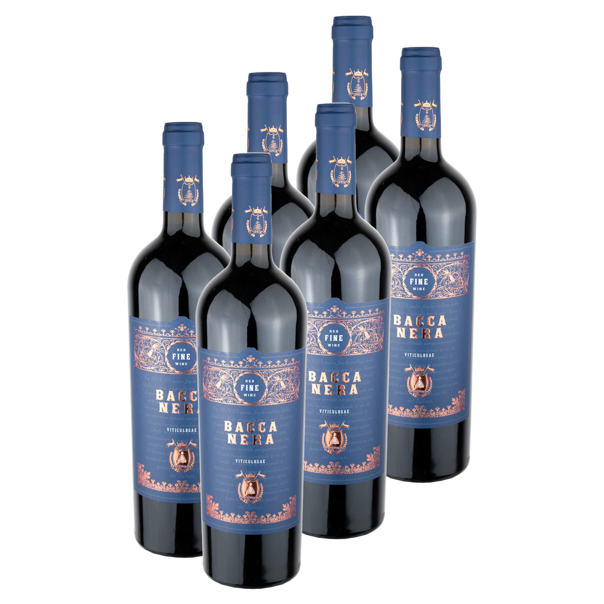 a4-6er 6 x Bacca Nera 0.75l (13,5%Vol.) - Ionis Vini, Rotwein, Italien