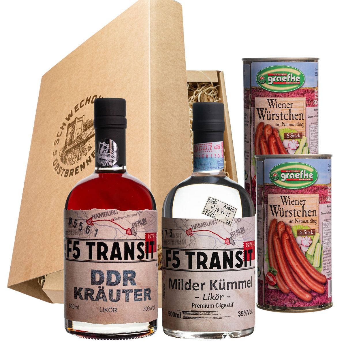 Schnapsgeschenk Nr. 15238 | DDR-Kräuter + Kümmel + Wiener