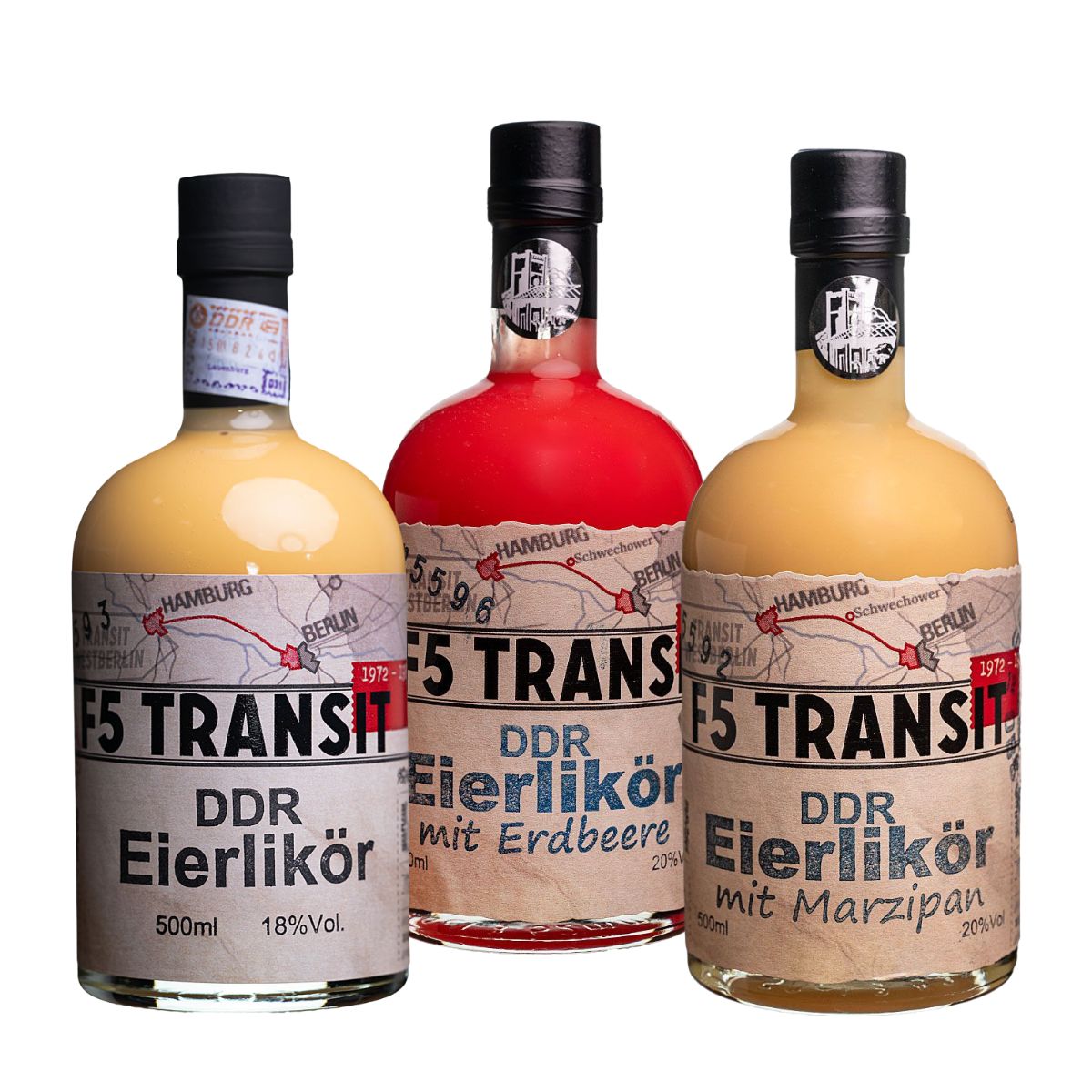 DDR Eierliköre (Original, Erdbeere, Marzipan)