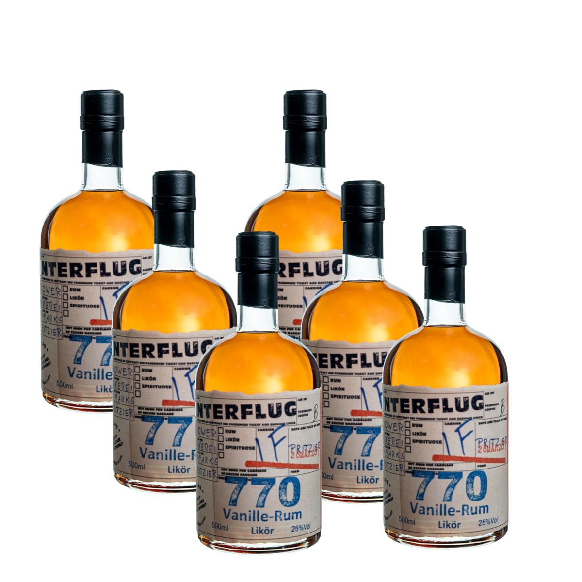 Interflug 770 Vanille-Rum Likör 6x0.5l (25%Vol) IF770 - RATION