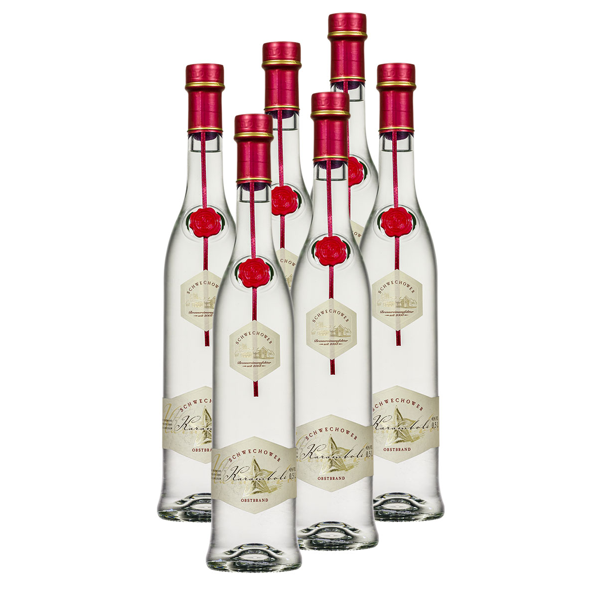 6-x-Obstbrand-KARAMBOLE-0-5l-limitiert-40-Vol 6 x Obstbrand KARAMBOLE 0.5l - limitiert (40%Vol.)