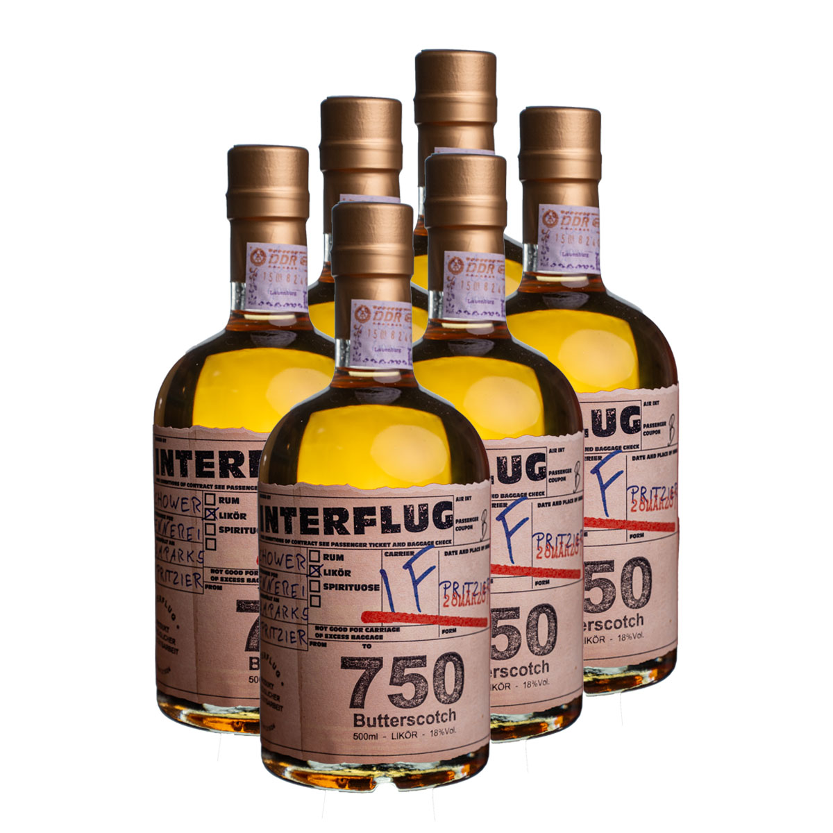 Interflug 750 Butterscotch Likör 6x0.5l (18%Vol) - RATION