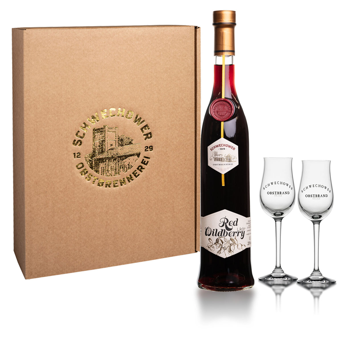 Likör Red Wildberry 0.5l (20%Vol) + Gläser (Präsent 10792) Likör Red Wildberry 0.5l (20%Vol) + Gläser (Präsent 10792)