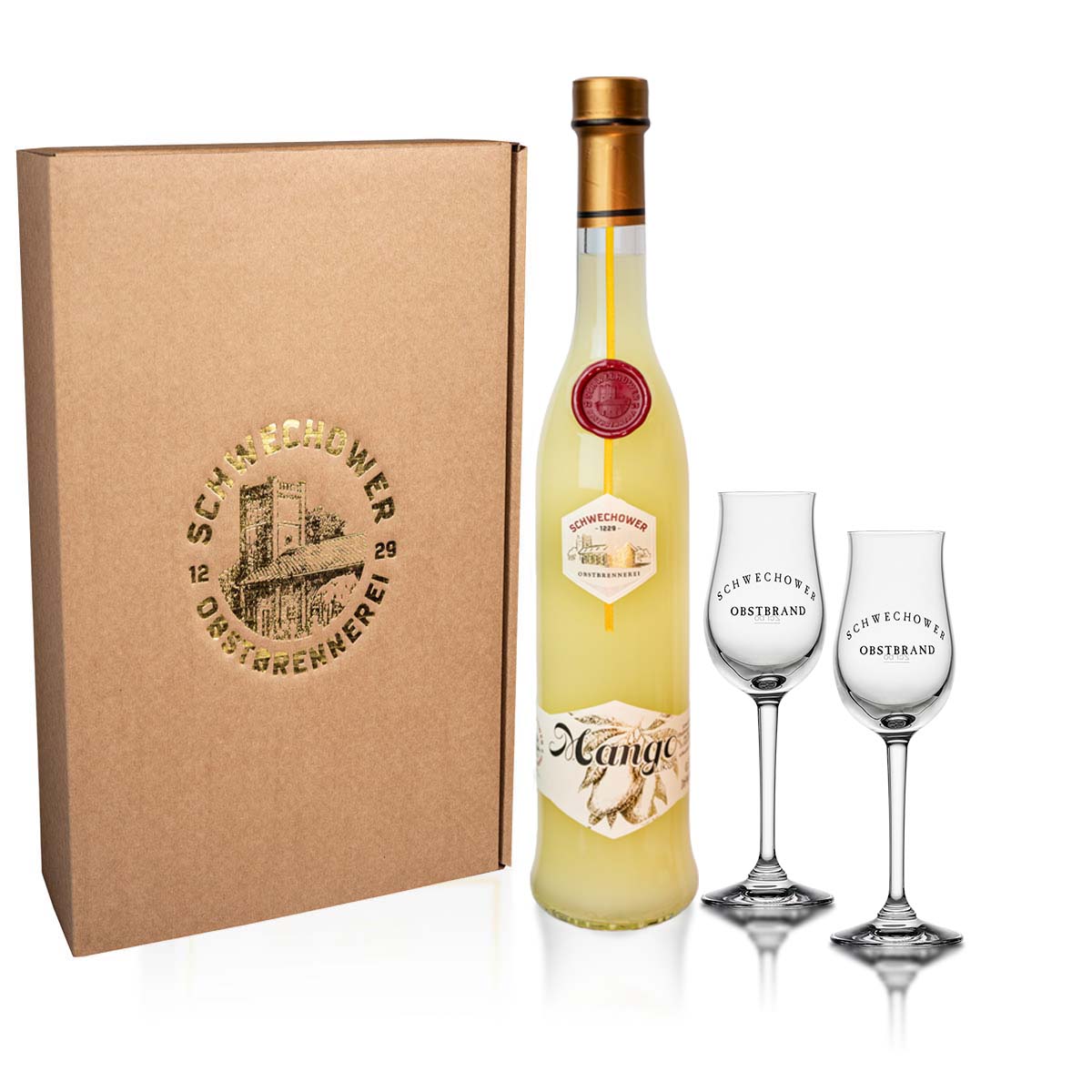 Mangolikor-0-5l-2er-Bouqeto3M3UZlvVhVPE Likör Mango 0,5l + 2 Bouquetgläser Geschenkkarton (16%Vol.) - Geschenkset, Präsent