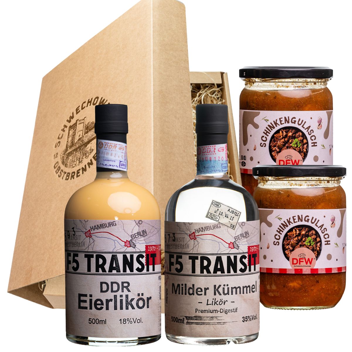 Schnapsgeschenk Nr. 15242 | Eierlikör + Kümmel + Gulasch