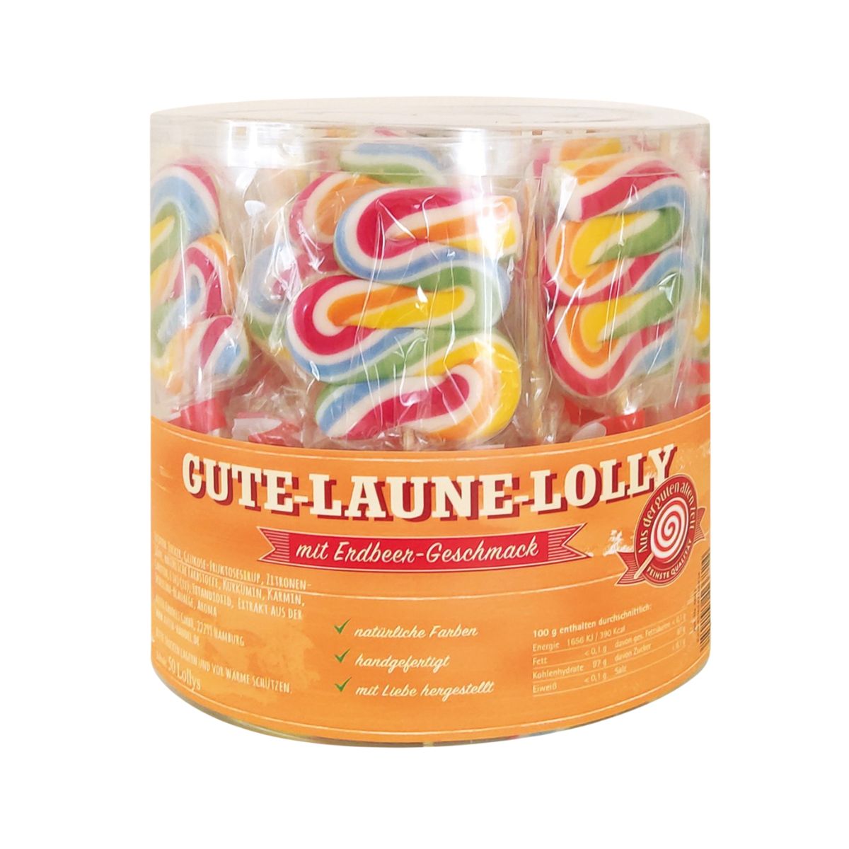 Gute Laune Lolly mit Erdbeer-Geschmack