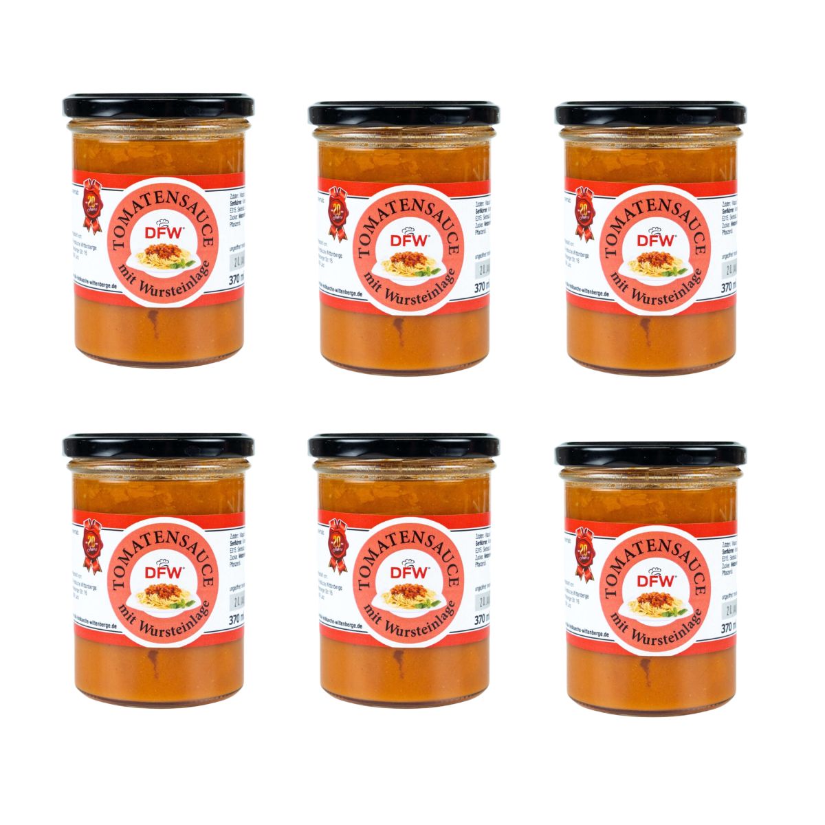 6 x Tomatensauce mit Wursteinlage 370ml | 6 Gläser (Set 15360)