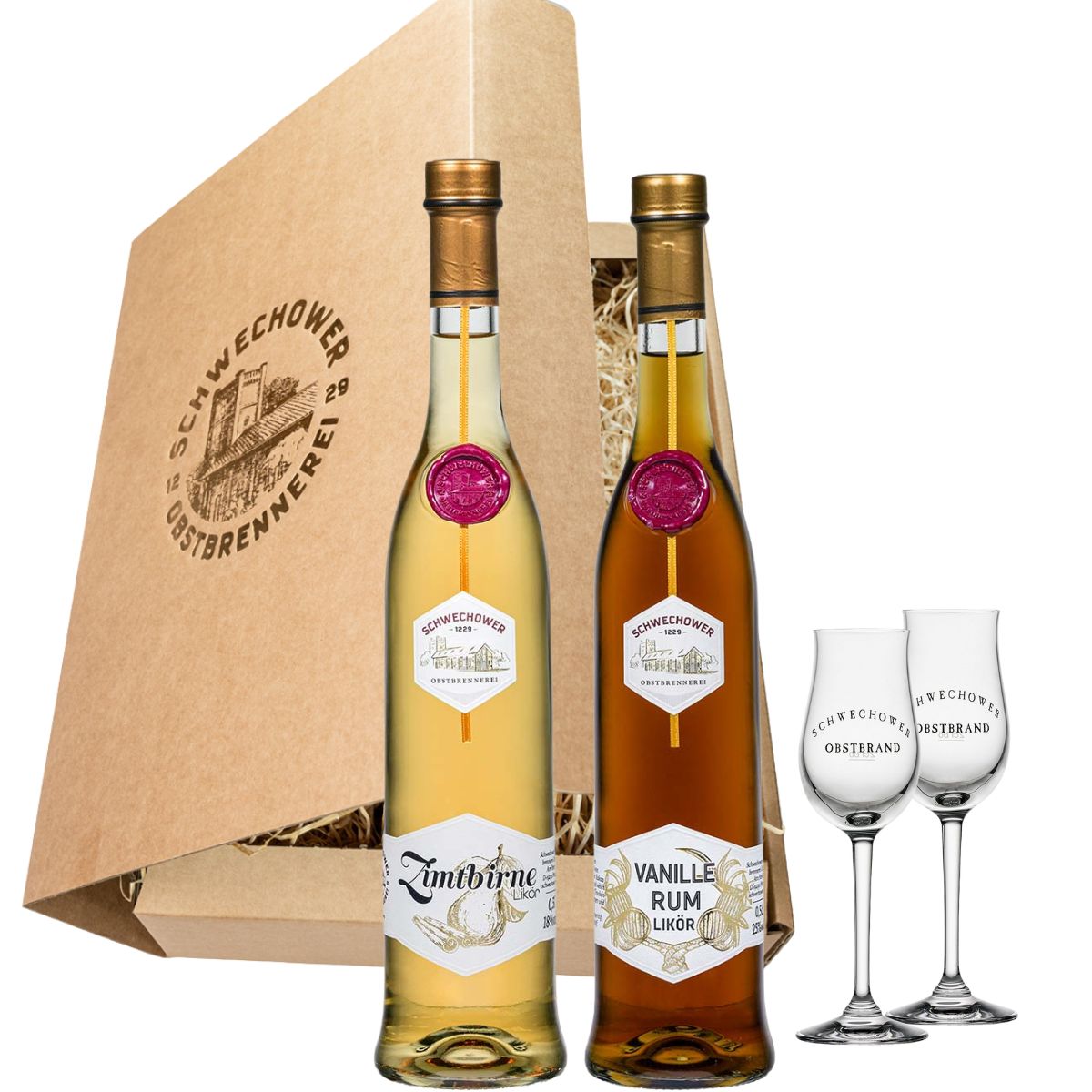 Schnapsgeschenk Nr. 15235 | Zimtbirne + Vanille-Rum