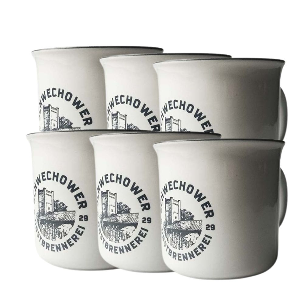 6er Keramik-Tassen mit Schwechower Logo – Becher-Set