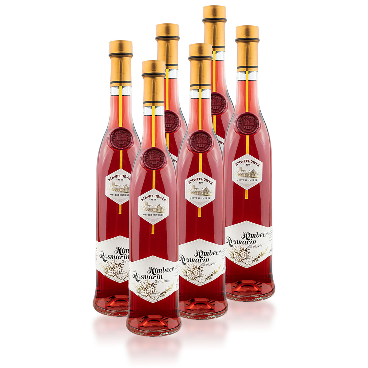 6er-Himbeer-Rosmarin 6 x Gin-Likör Himbeer-Rosmarin (18%Vol.) 0.5l