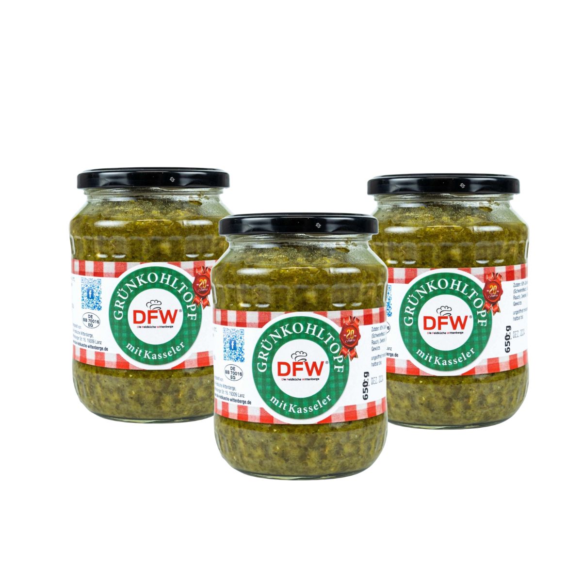 Grünkohltopf mit Kasseler 3x650g (Glas), DFW - RATION