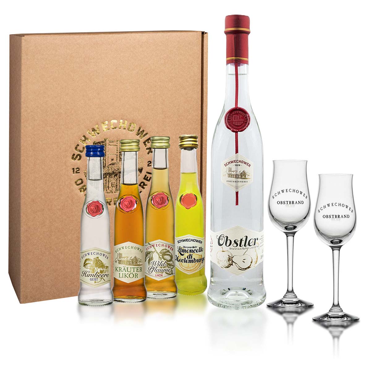 Obstler-Paket Hochwertiges Obstler Geschenkset mit Gläsern