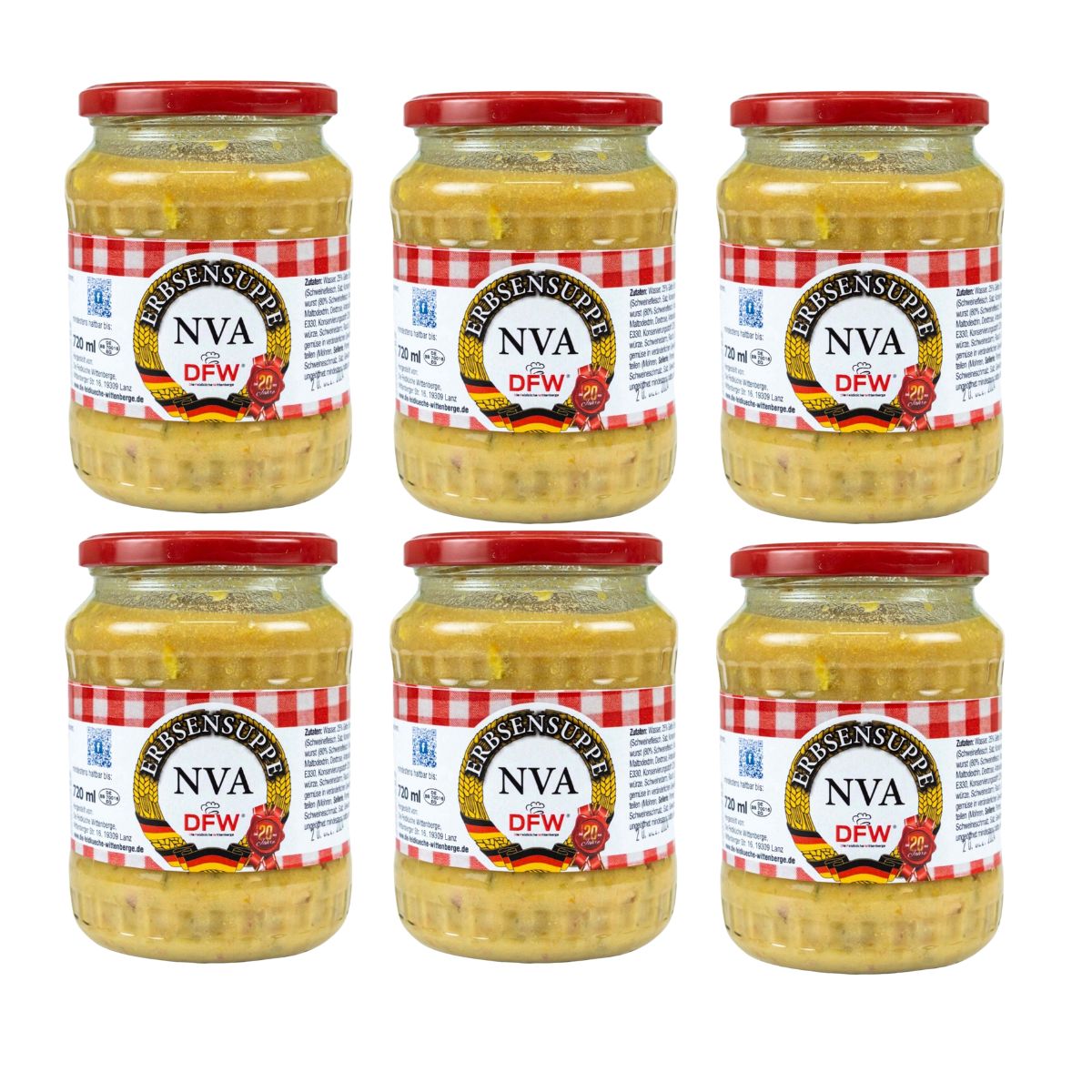 6 x NVA Erbsensuppe 720ml | 6 Gläser | DFW 15256