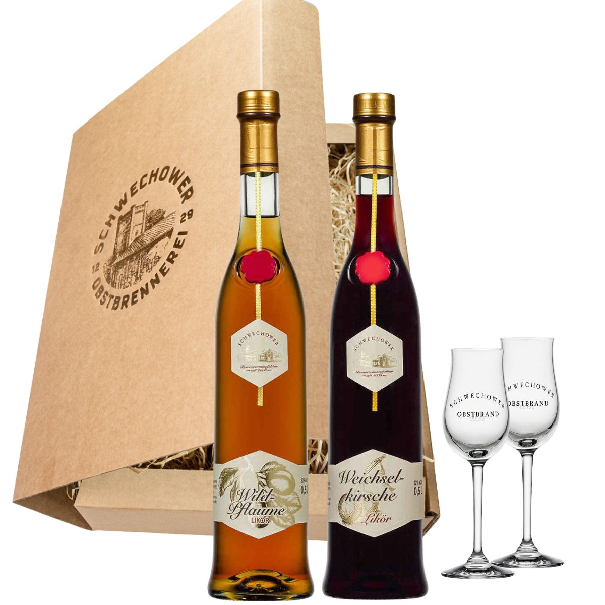 Schnapsgeschenk Nr. 15227 | Wildpflaume + Weichselkirsche